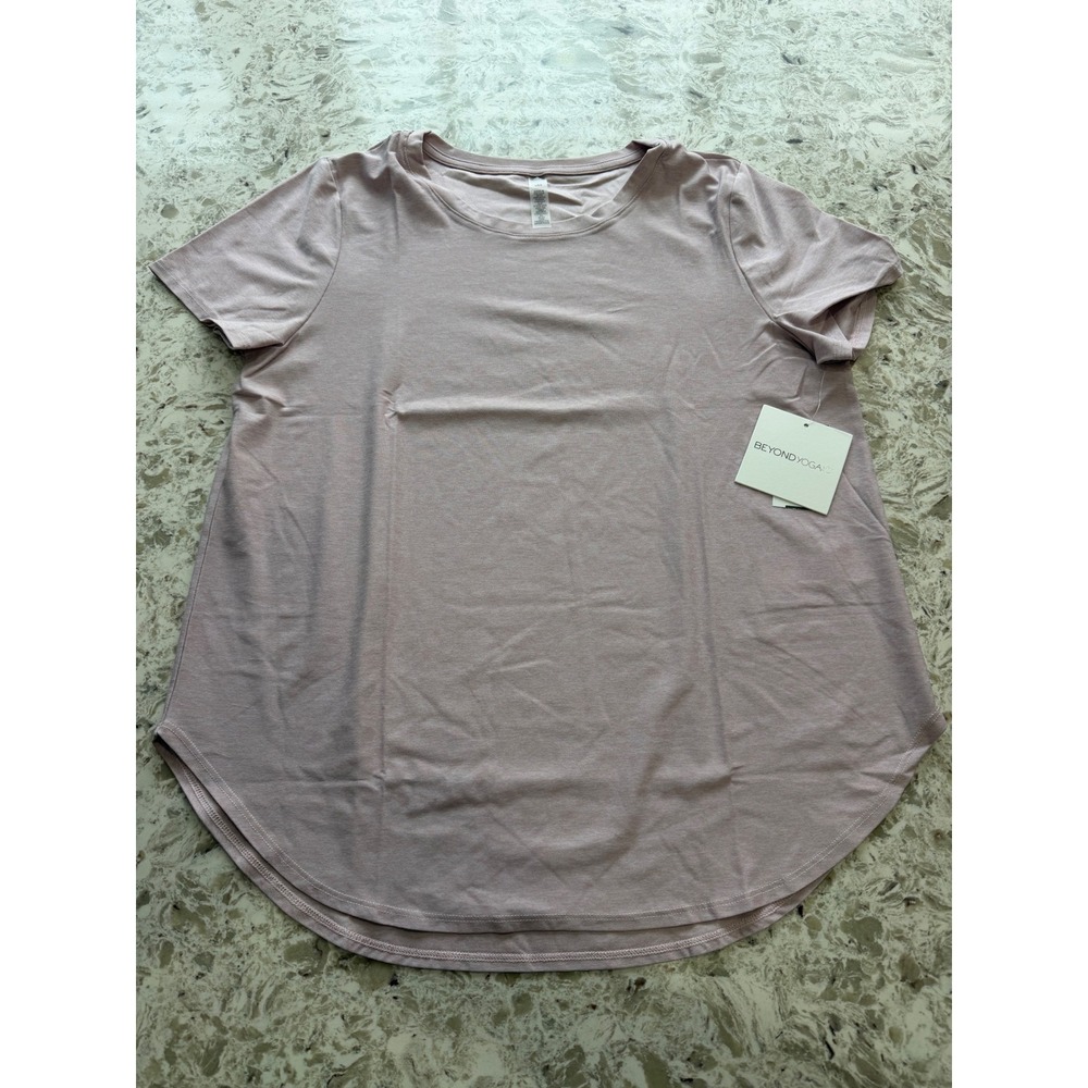 Beyond Yoga Womens Featherweight Balanced Tee pink Heather Size L